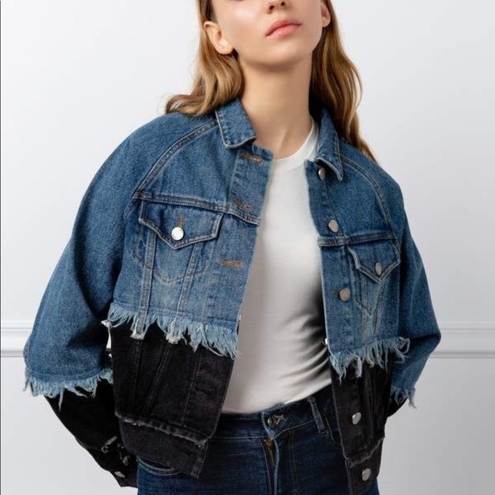 NWOT J. Ing Isodora two tone denim Jacket